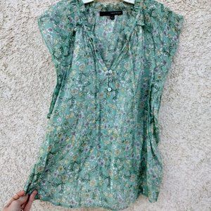 Harve Bernard  Floral Ruffle Short Sleeve Summer Blouse